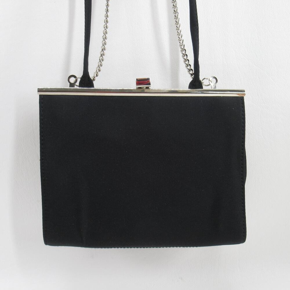 Vtg Liz Claiborne Handbag Women Small Black Evening Purse 2 Straps Crossbody Bag